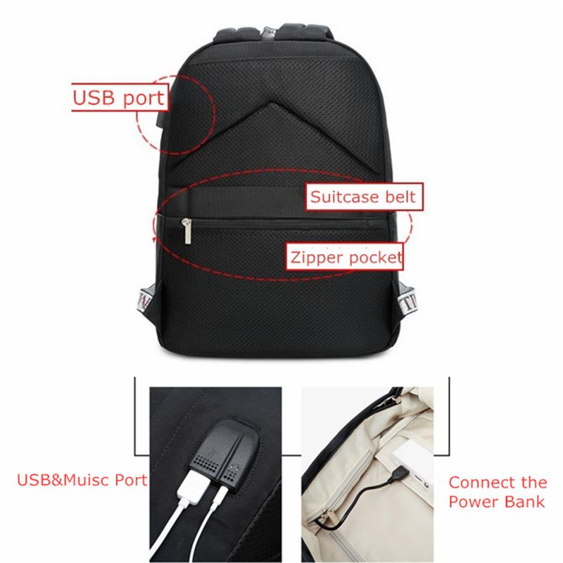 Mochila Impermeable Antirrobo Con Puerto Usb Para Mujer Mochila Para Portátil Viaje Escuela Bandolera