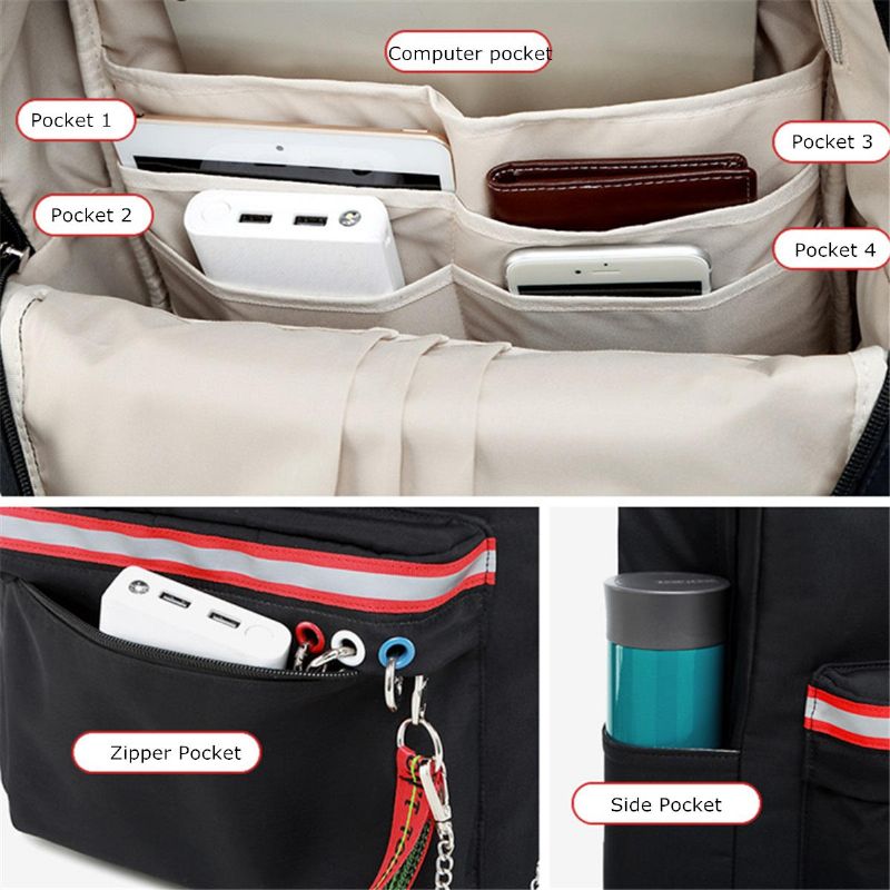 Mochila Impermeable Antirrobo Con Puerto Usb Para Mujer Mochila Para Portátil Viaje Escuela Bandolera