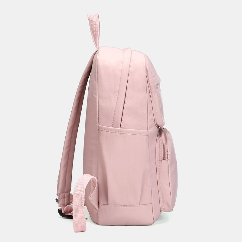 Mochila Impermeable De Nailon De Color Puro De Gran Capacidad Y Peso Ligero Para Mujer