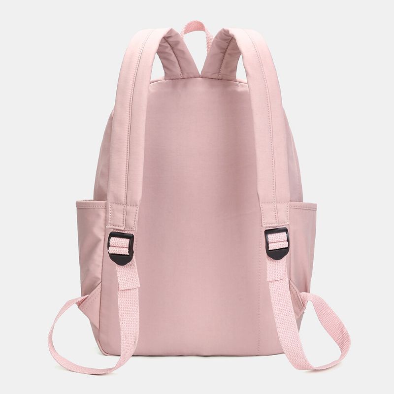 Mochila Impermeable De Nailon De Color Puro De Gran Capacidad Y Peso Ligero Para Mujer