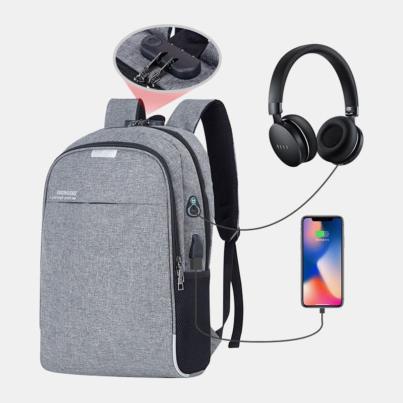 Mochila Informal Antirrobo Usb De Gran Capacidad Para Hombres Bolsa De Viaje Al Aire Libre