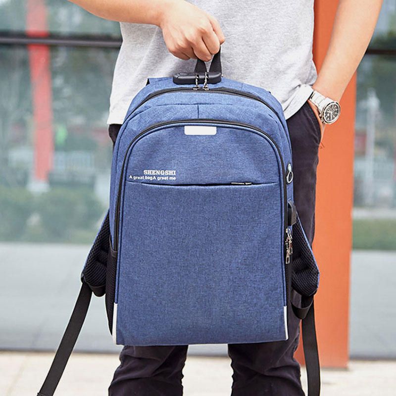 Mochila Informal Antirrobo Usb De Gran Capacidad Para Hombres Bolsa De Viaje Al Aire Libre