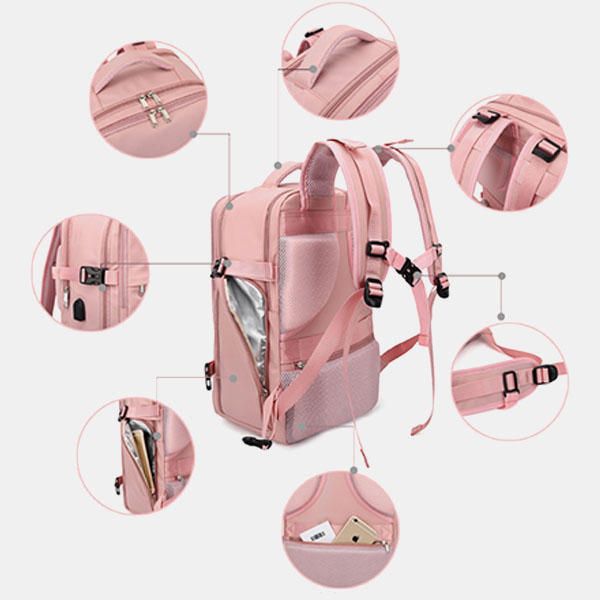 Mochila Informal Impermeable Multifunción De Nailon De Gran Capacidad Para Mujer