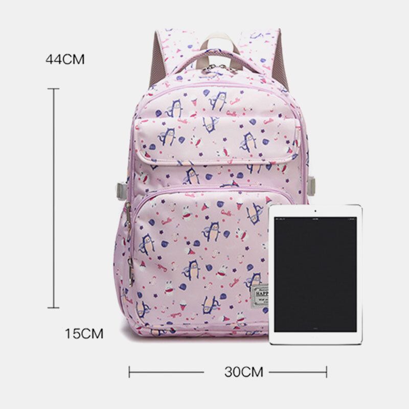 Mochila Informal De Nailon Con Estampado De Gran Capacidad Impermeable Para Mujer