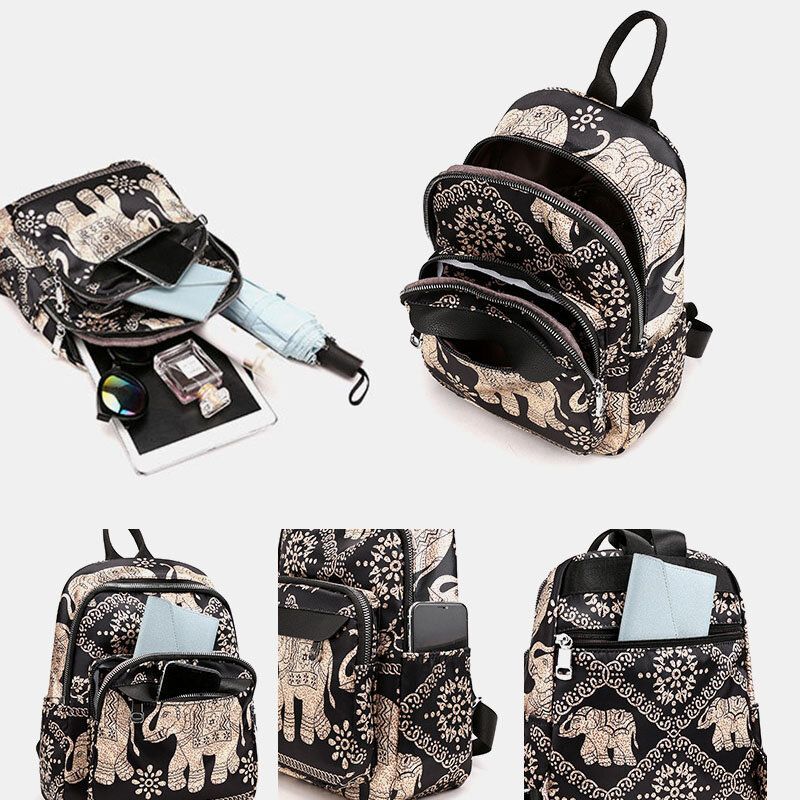 Mochila Informal Para Mujer Bolsa De Viaje Bolsa Con Estampado De Flores De Animales