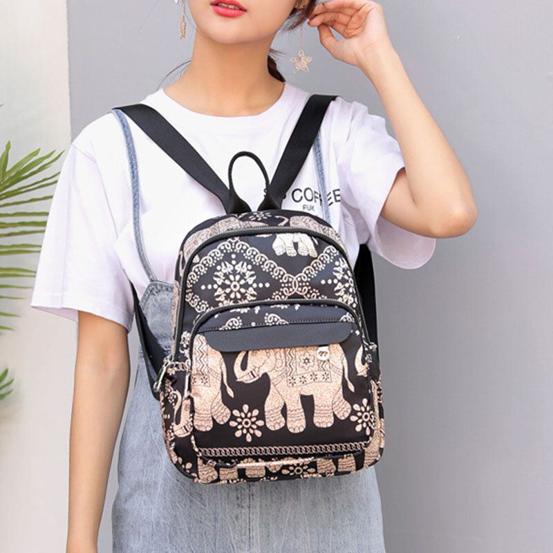 Mochila Informal Para Mujer Bolsa De Viaje Bolsa Con Estampado De Flores De Animales