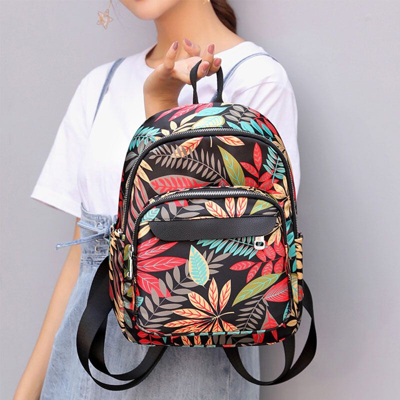 Mochila Informal Para Mujer Bolsa De Viaje Bolsa Con Estampado De Flores De Animales