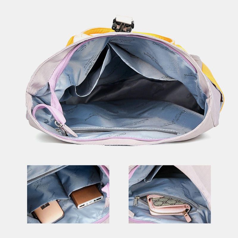 Mochila Ligera Impermeable De Retazos Informales De Lona De Moda Para Mujer