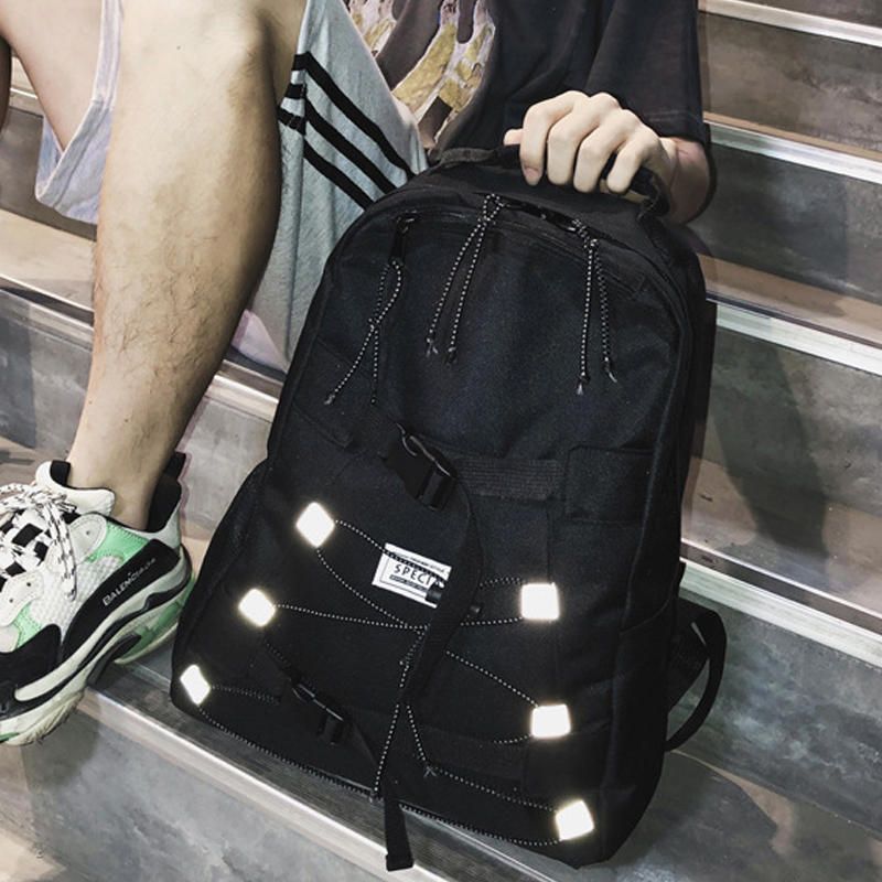 Mochila Ligera De Moda Para Hombre Cinturón Súper Reflectante Bolso De Estudiante De Gran Capacidad Informal Con Herramientas