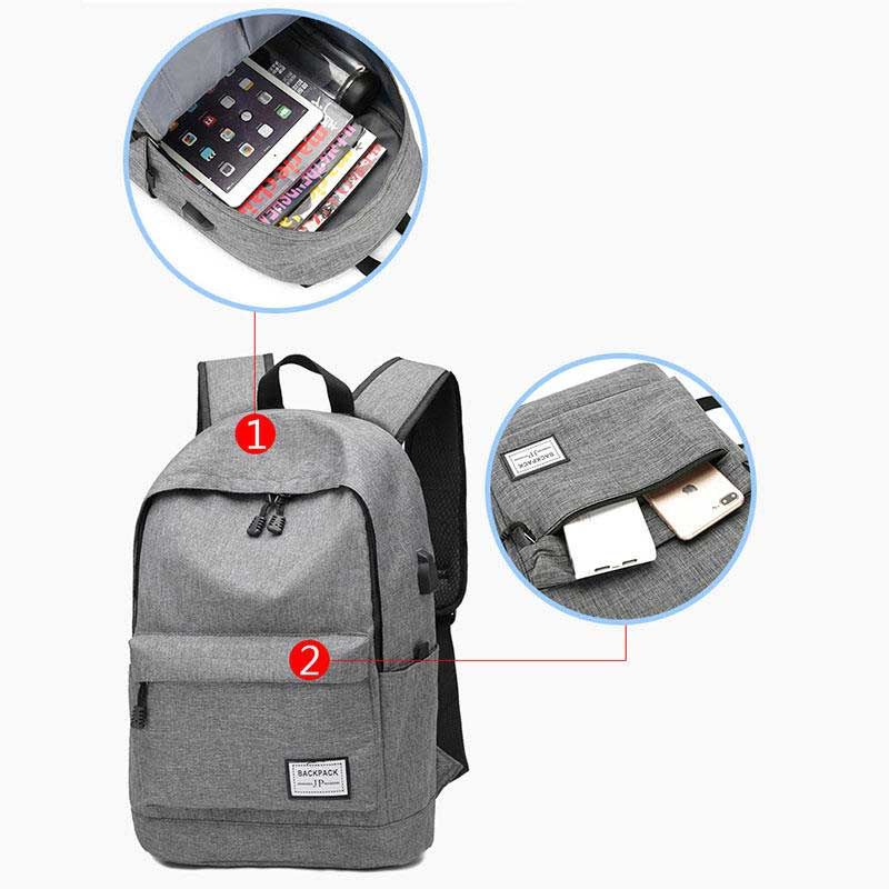 Mochila Ligera Oxford Usb Multicapa Impermeable De Gran Capacidad Para Hombres Bolsa Para Exteriores