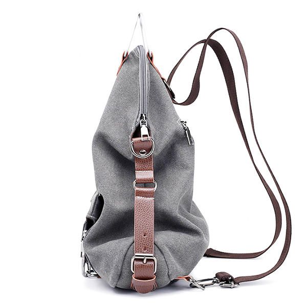 Mochila De Lona Multifuncional Con Bolsa De Hombreajero Informal Para Mujer