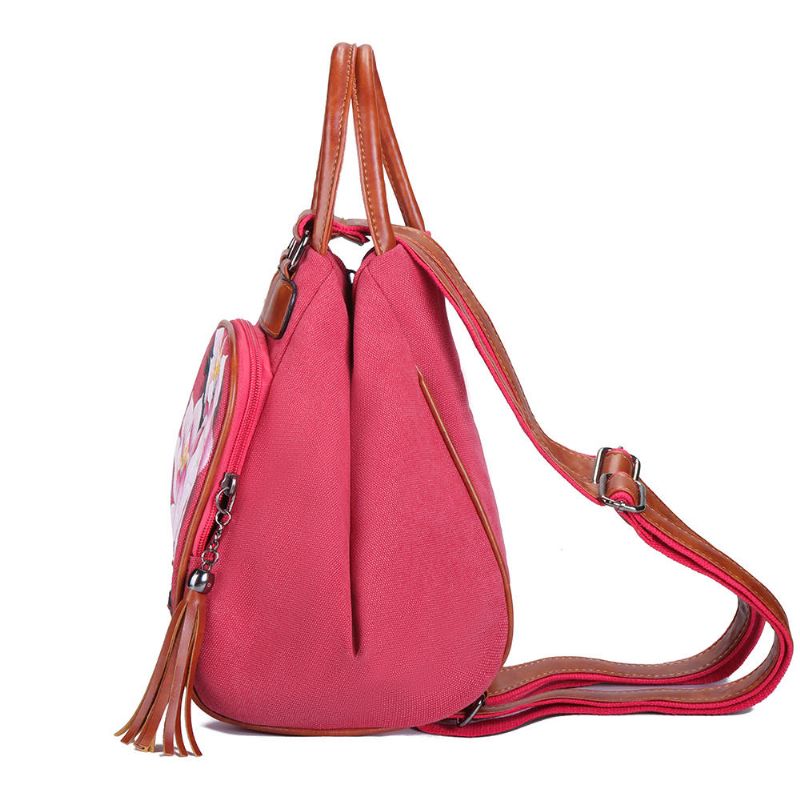 Mochila De Lona Para Mujer Bolsa De Viaje Estampado Lotus National Shoulder Crossbody Bag