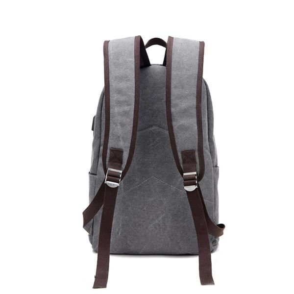 Mochila De Moda Para Hombre Mochila Ligera Informal De Lona Con Puerto De Carga Usb Externo