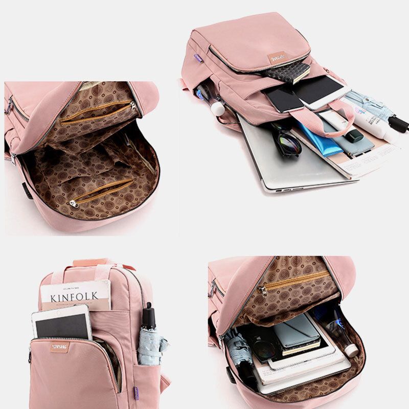 Mochila De Moda Para Mujer Bolsa De Gran Capacidad Con Puerto De Carga Usb