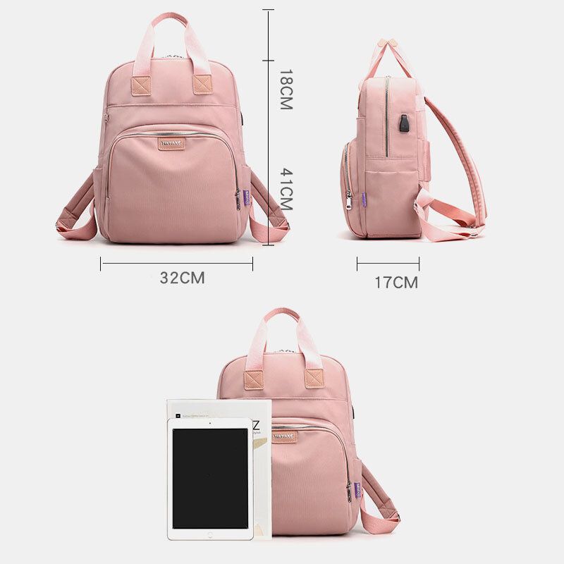 Mochila De Moda Para Mujer Bolsa De Gran Capacidad Con Puerto De Carga Usb