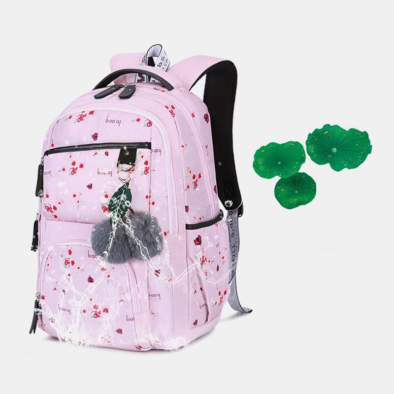 Mochila Multifunción Antirrobo Con Estampado De Bolas Mullidas Para Mujer