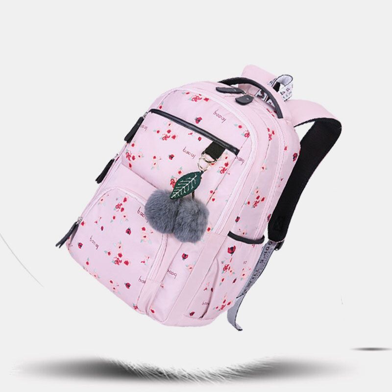 Mochila Multifunción Antirrobo Con Estampado De Bolas Mullidas Para Mujer