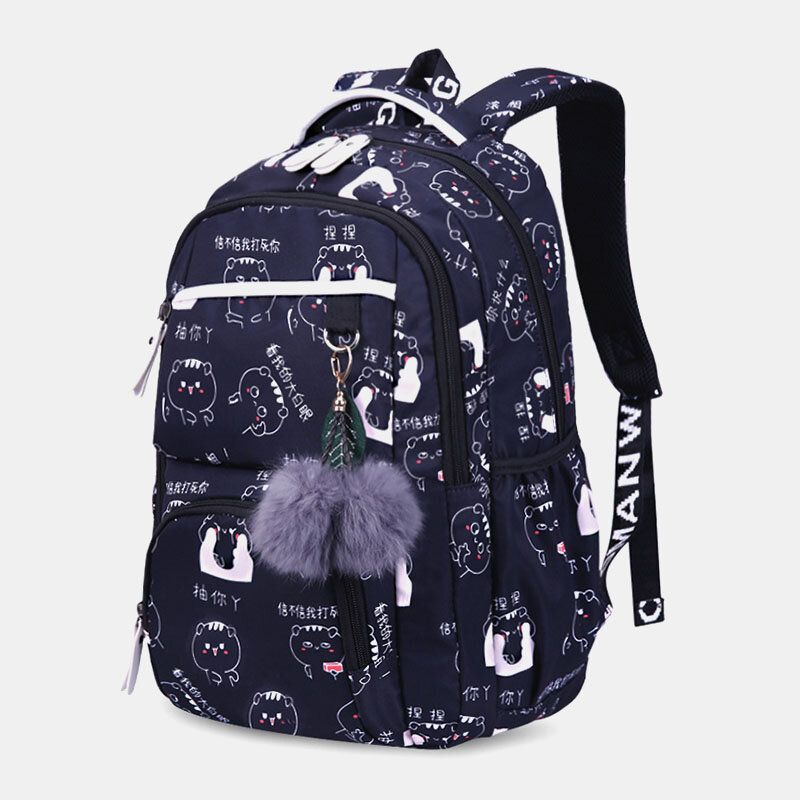 Mochila Multifunción Antirrobo Con Estampado De Bolas Mullidas Para Mujer