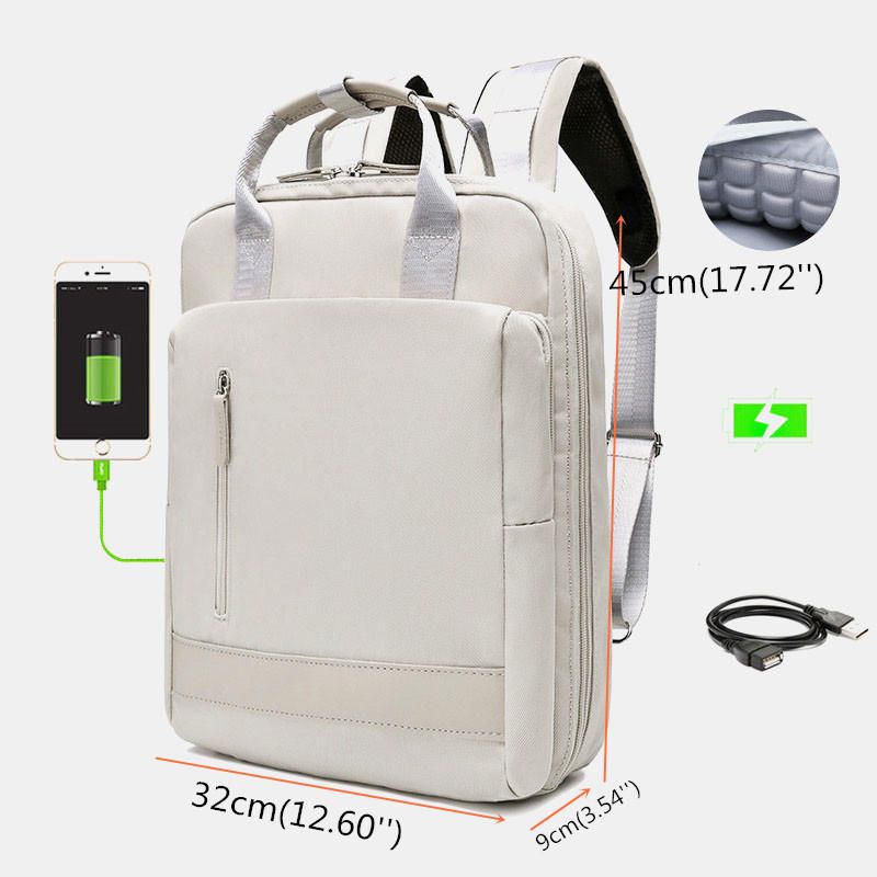 Mochila Multifuncional De Color Puro Usb De Moda De Gran Capacidad Para Mujer