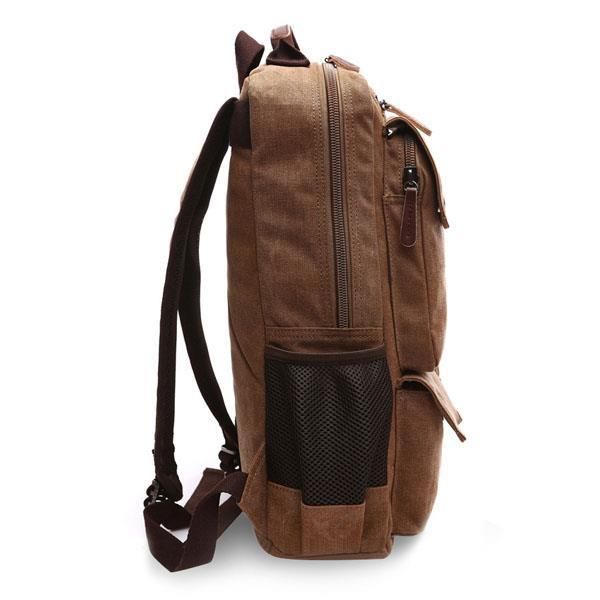 Mochila Multifuncional Para Hombre Con Cremallera De Viaje De Gran Capacidad De Lona Para Hombre