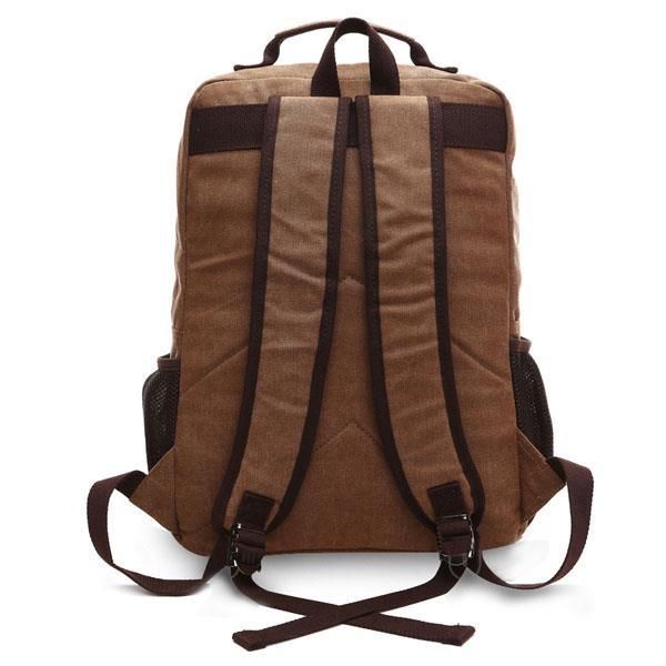 Mochila Multifuncional Para Hombre Con Cremallera De Viaje De Gran Capacidad De Lona Para Hombre