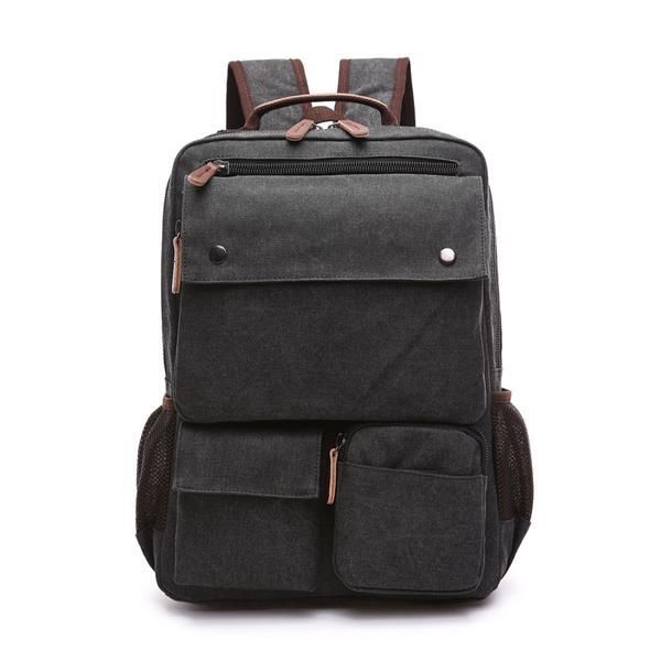 Mochila Multifuncional Para Hombre Con Cremallera De Viaje De Gran Capacidad De Lona Para Hombre