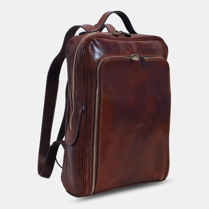 Mochila De Negocios Vintage Antirrobo Antimanchas Multifunción De Gran Capacidad De Cuero Pu Para Hombres