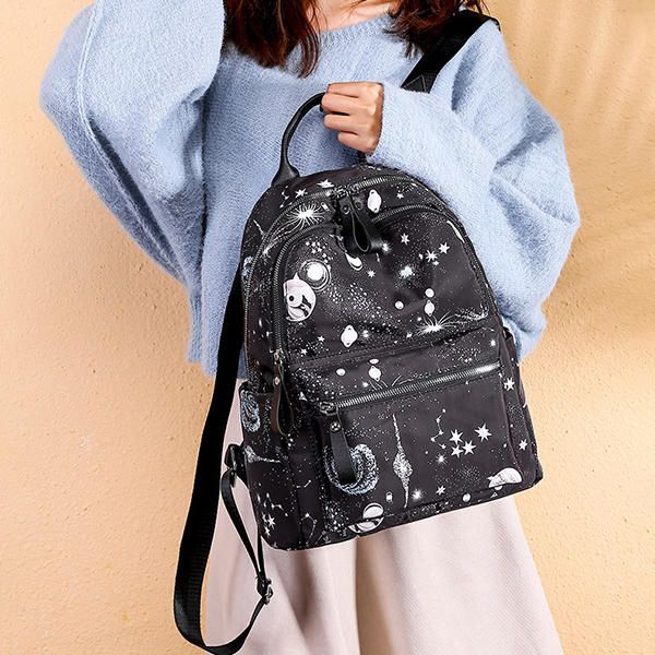 Mochila Oxford Con Diseño De Cielo Estrellado De Gran Capacidad Para Mujer