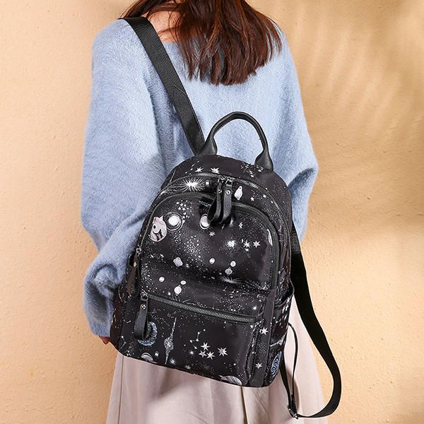 Mochila Oxford Con Diseño De Cielo Estrellado De Gran Capacidad Para Mujer