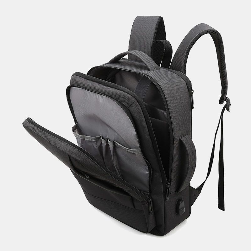 Mochila Oxford Para Hombre Con Carga Usb Y Múltiples Bolsillos Para Ordenador Portátil De Negocios