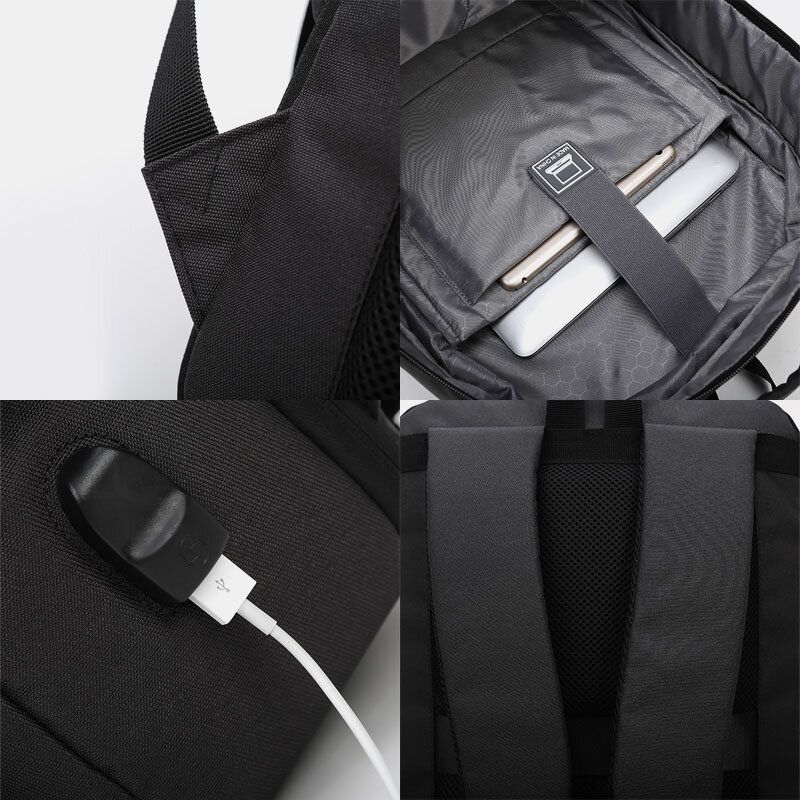 Mochila Oxford Para Hombre Con Carga Usb Y Múltiples Bolsillos Para Ordenador Portátil De Negocios