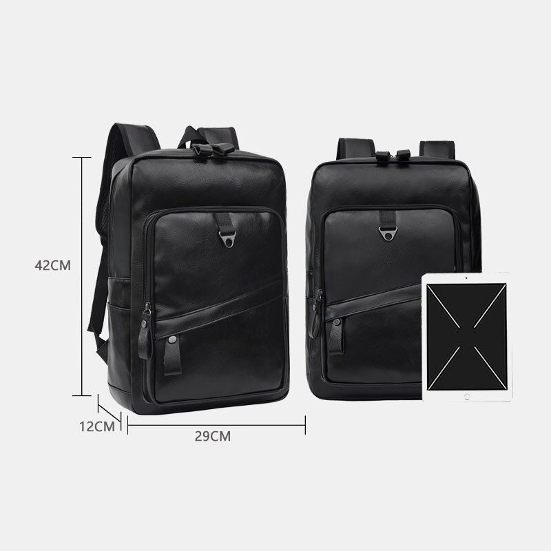 Mochila Para Ordenador Portátil De 14 Pulgadas De Gran Capacidad De Piel Sintética De Gran Capacidad Para Hombre