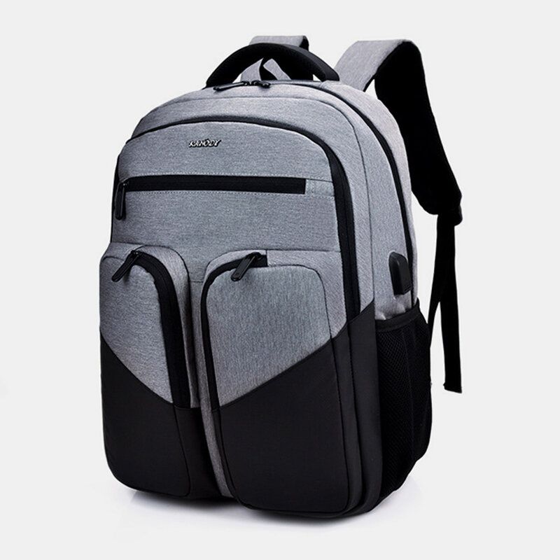 Mochila Para Ordenador Portátil Impermeable De Poliéster Para Hombre Con Carga Usb Mochila Escolar De Viaje Informal Al Aire Libre