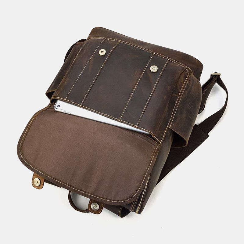 Mochila Para Portátil De 15.6 Pulgadas Antirrobo Multibolsillos Vintage Para Hombre