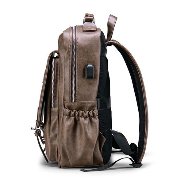 Mochila Para Portátil De Gran Capacidad De Piel Sintética Para Hombre