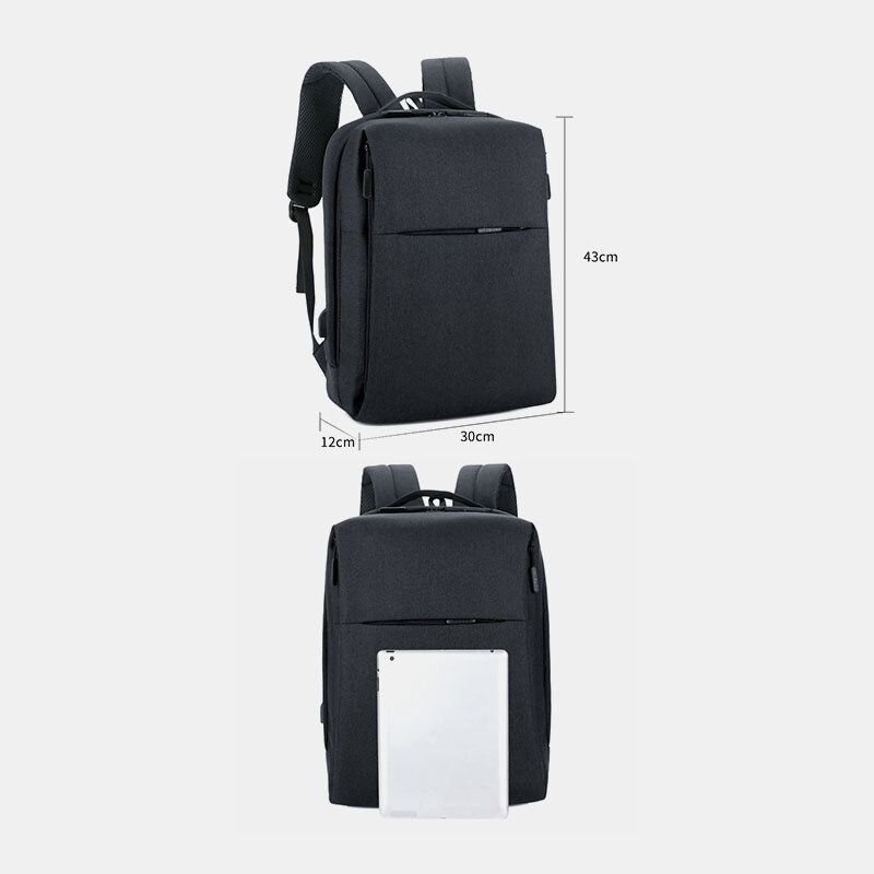 Mochila Para Portátil De Negocios De Gran Capacidad Con Carga Usb De Poliéster Para Hombres