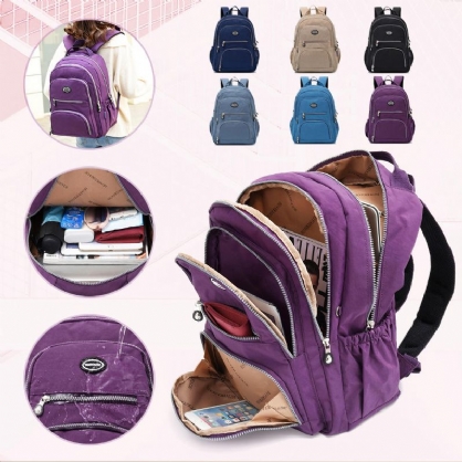 Mochila De Patchwork Informal Impermeable Multifunción De Nailon Para Mujer