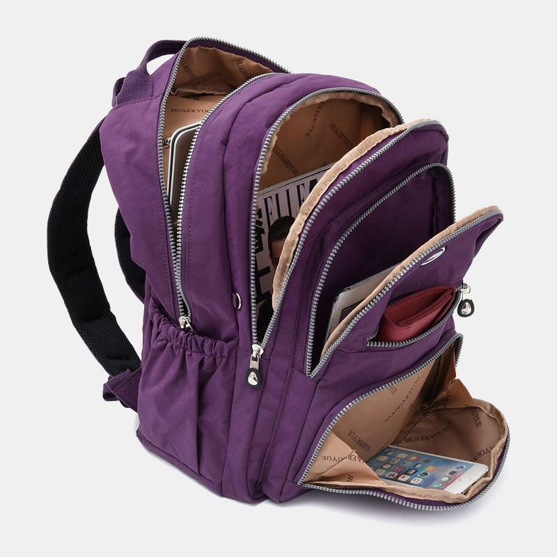 Mochila De Patchwork Informal Impermeable Multifunción De Nailon Para Mujer