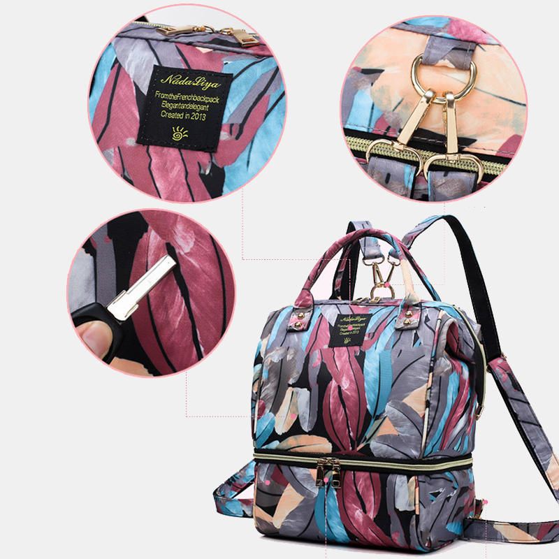 Mochila De Patchwork Informal Para Mamá Y Niños De Lona Para Mujer