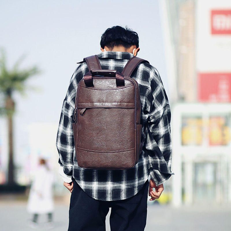 Mochila De Piel Sintética De Gran Capacidad Para Hombre Para Exteriores