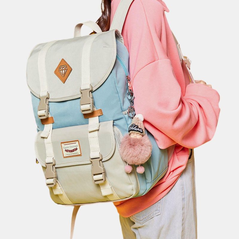 Mochila De Retazos Informal Multicolor De Lona De Gran Capacidad Para Mujer Bolsa Diaria