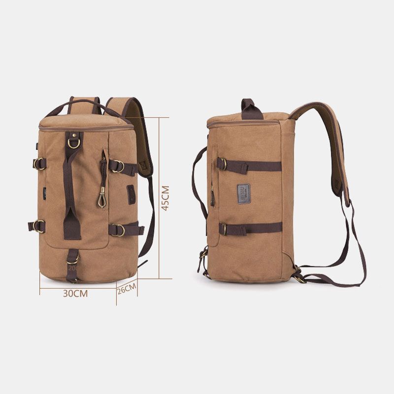 Mochila De Viaje De Lona Para Hombre Multifunción Con Bolso De Carga Usb Bolso Bandolera Bolso Cruzado