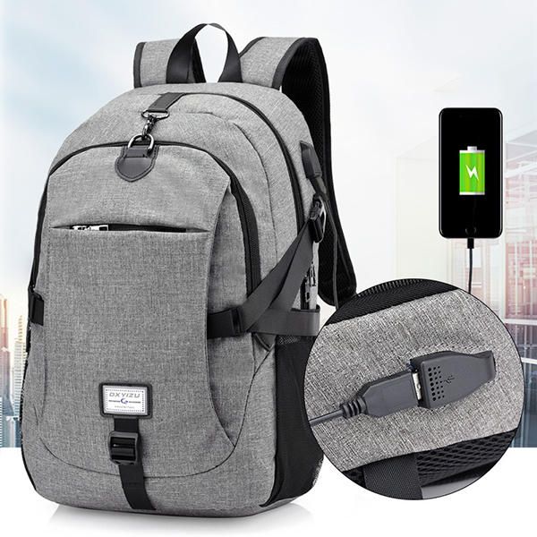 Mochila De Viaje De Nailon Para Portátil De Gran Capacidad Para Hombre Con Puerto De Carga Usb