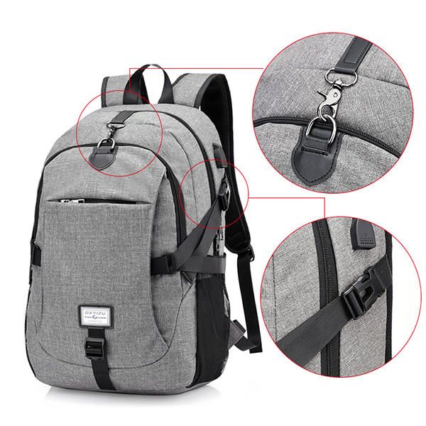 Mochila De Viaje De Nailon Para Portátil De Gran Capacidad Para Hombre Con Puerto De Carga Usb