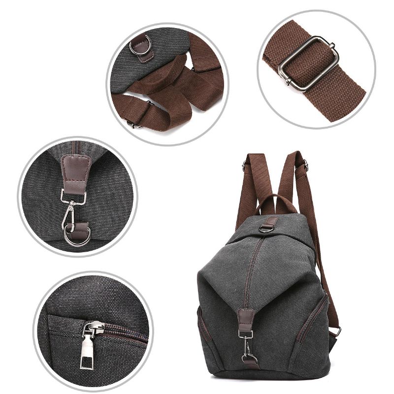 Mochila Vintage De Gran Capacidad Para Mujer Bolso De Hombro Bolso Informal Para Computadora De 14 Pulgadas