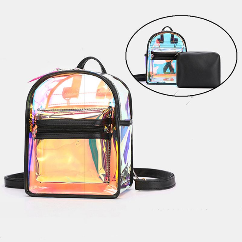 Mujeres 2pcs Transparente Jelly Multi-carry Mini Mochila Crossbody Bag Handbag