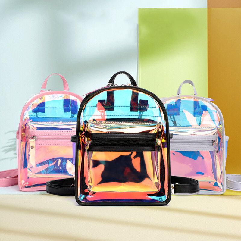 Mujeres 2pcs Transparente Jelly Multi-carry Mini Mochila Crossbody Bag Handbag