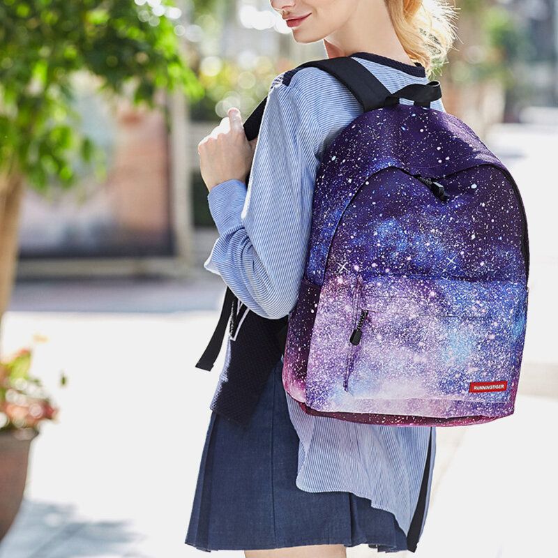 Mujeres 3pcs Galaxy Impreso Mochila Escolar Bolsa De Comida Estuche Para Lápices