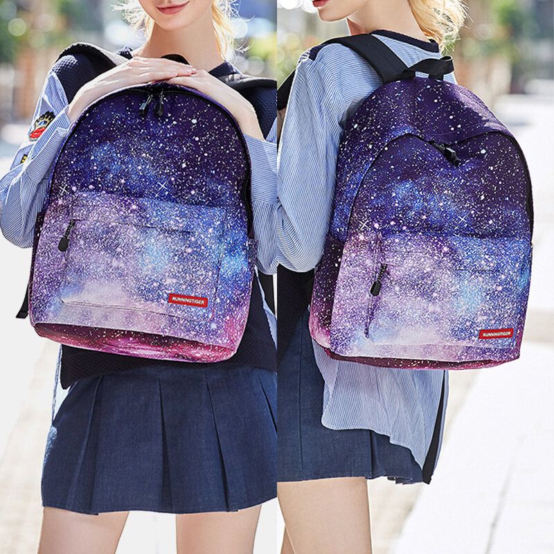 Mujeres 3pcs Galaxy Impreso Mochila Escolar Bolsa De Comida Estuche Para Lápices