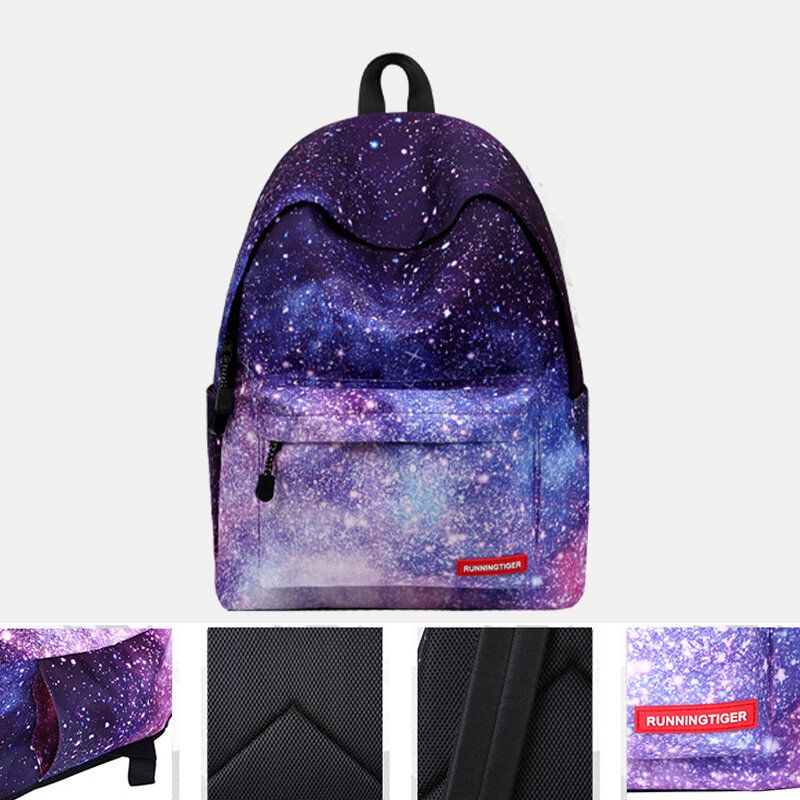 Mujeres 3pcs Galaxy Impreso Mochila Escolar Bolsa De Comida Estuche Para Lápices